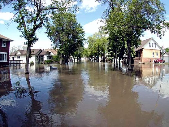 Flooded residential street in Yorkton